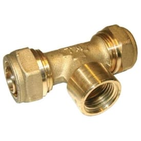 Pex tee med muffe 15 mm x 1/2" x 15 mm