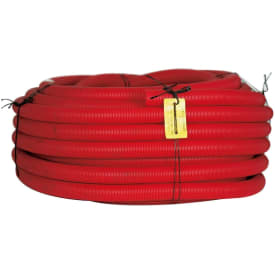 50 meter Hekaplast 90/77 mm PE-kabelrør m/muffe, korr./glat, 50 m, rød