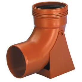 Wavin 110 mm PP markavloppsböj 88,5° med fotstöd