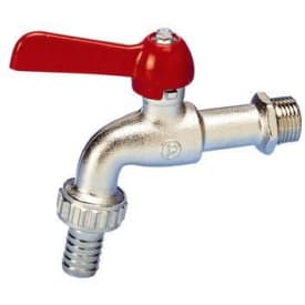 1" Kugleaftaphane med slangeforskruning. Rødt vingegreb.