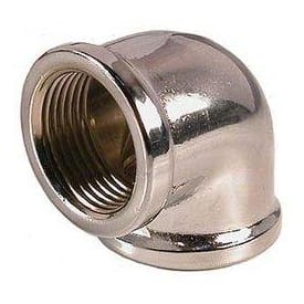 Messing vinkel muffe/muffe, krom, 1/2"