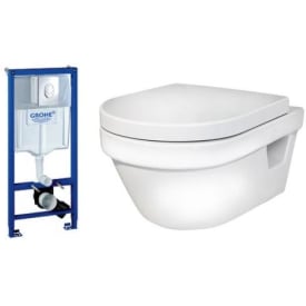 Gustavsberg Hygienic Flush væghængt toiletpakke, uden skyllekant, hvid/krom