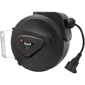 Flair Kabeltromle med 1 udtag, Selvoprullende, 3x1,5 mm², 20 meter, Sort