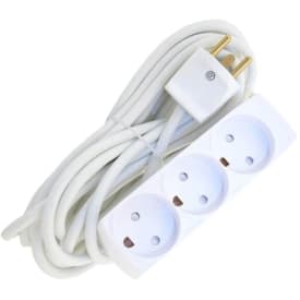 3-Stikdåse M/J med 5 meter ledning hvid