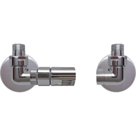 Kriss Corner Rum ventilsæt vinkelløbende m/Rumtermostat i venstre side, Krom