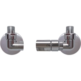 Kriss Corner ventilsæt m/rumtermostat, højre, krom