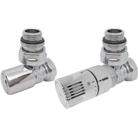 Kriss Skandi First Rum 1/2" ventilsæt, m/rumtermostat, vinkelløbende, krom