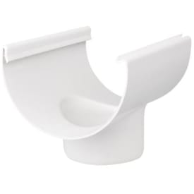 Plastmo tudstykke i hvid med Ø90 mm nedløb til tagrende nr. 11