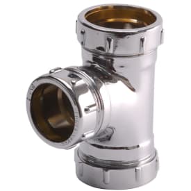 Kompressions-tee, krom, 15 mm