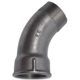 Sort bøjning, muffe/nippel 1/2" - 45°