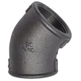 Sort vinkel, muffe/muffe 1 1/2" - 45°