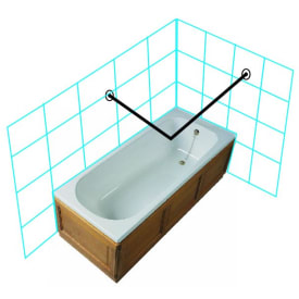 Van Der P badeforhængsstang, 200x200 cm, rustfrit stål