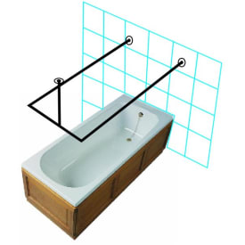 Van Der P badeforhængsstang, 200x100x200 cm, rustfrit stål