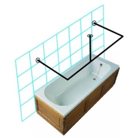 Van Der P badeforhængsstang, 100x200x100 cm, rustfrit stål