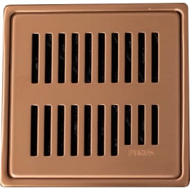 Purus Square Rib afløbsrist, rist og ramme, 161x161 mm, kobber
