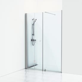 Svedbergs Skoga dusjnisje, rett/fast, foldedør, 180 cm, klart glass, alu blank profil