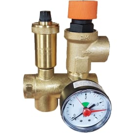 3/4" monteringssett med 2,5 bar sikkerhetsventil, mano og puste