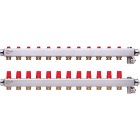 Danfoss SSM 1" värmekretsfördelare, 12 kretsar