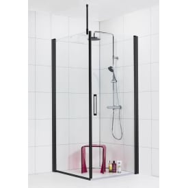 Noro Frost Concept dusjhjørne, 115x90 cm, klart glass, sort profil