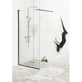 Noro Frost dusjvegg Dv 90, 90 cm, klart glass, sort profil