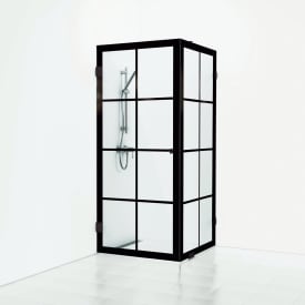 Svedbergs 180° Rista dusjhjørne rett/fast, 80x90 cm, industridekor, sort matt profil