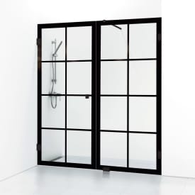Svedbergs 180° dusjnisje rett/fast, 176,5 cm, industridekor, sort matt profil