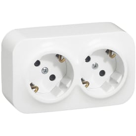 Forix Sockel Schuko dubbel M/J 16A vit, IP20