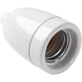 Porcelænsfatning E27 M10 glaseret med aflastning, hvid