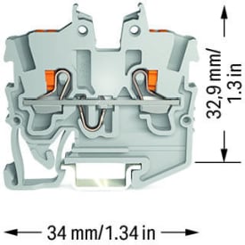 100 stk Gennemgangsklemme 2-leder-mini 1 mm², til DIN 15-skinne, grå
