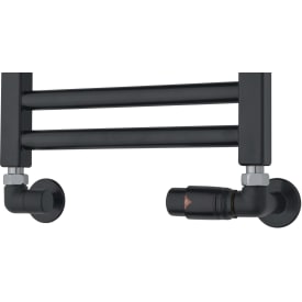 Ventilsæt m/returtermostat i højre side, vinkelløbende, sort