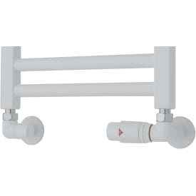 Ventilsett m/returtermostat på høyre side, vinklet, Hvit