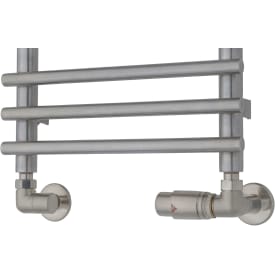 Ventilset med returtermostat i höger sida, vinkel, borstat krom