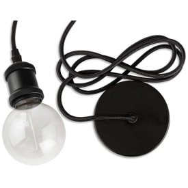 e3light Pendel E27 mat sort med 3mtr sort stofledning