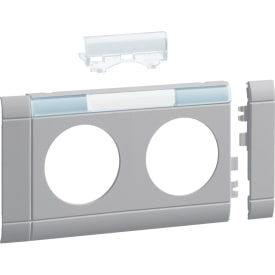 Afdækning H=80mm, med opmærkning for dobbelt stikkontakt. PG RAL7035