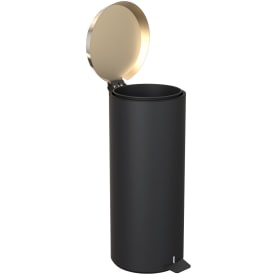 FROST pedalbøtte 550, matt svart/polert gulllokk. 15 liter.