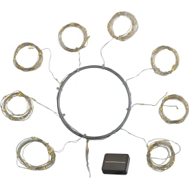 Knirke Solar lyskæde, til Parasol, 96 LED, 8x1,5m, sølv