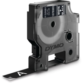 DYMO® D1 slitesterk tape, 12 mm, hvit på svart