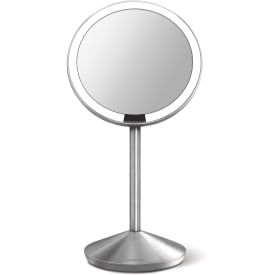 Simplehuman makeup spejl med lys, Ø14,5 cm, børstet rustfrit stål