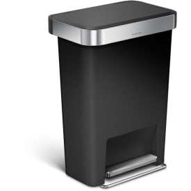 Pedalspand med lomme til poser, 45 L, sort plastik