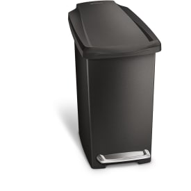Smal pedalspand, 10 L, enkelt beholder, sort plastik