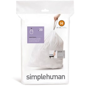 Simplehuman affaldsposer, kode H, 30-35 liter, hvid, 20 stk