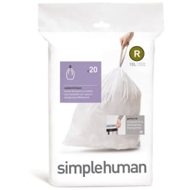 Simplehuman affaldsposer, kode R, 10 liter, hvid, 20 stk