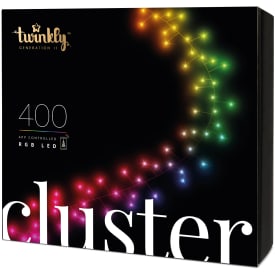 Twinkly Cluster utendørs lyskjede, 400 fargede lys, 6 meter