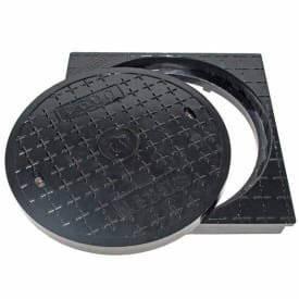 Lauridsen fast karm m/dæksel til 600 mm opføringsrør, 12,5 ton - glasfiber