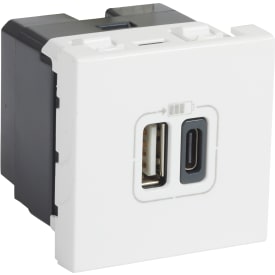Mosaic USB lader Type A+C 3.0A 15W 2M hvid