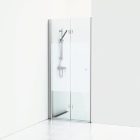 Svedbergs Skoga brusedør, 99,5 cm, halvfrostet glas, mat aluminium profil