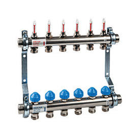 WATTS manifold 1", flowmeter, endesæt og beslag, 6 kredse