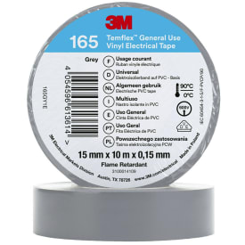 3M Temflex vinyltape 165, 15 mm x 10 m, grå