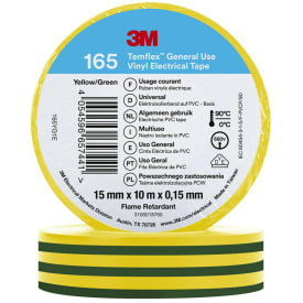 3M Temflex vinyltape 165, 15 mm x 10 m, grøn/gul