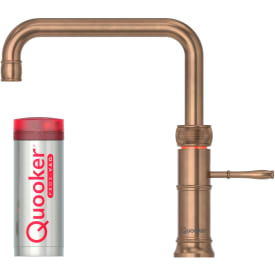 Quooker Classic Fusion Square kjøkkenkran, med PRO3 beholder, aldret messing